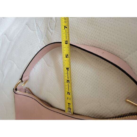 Michael Kors Jet Set Large Pebbled Leather Tote Purse Charm Pockets Beige Logo - Picture 10 of 12